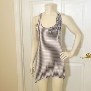 Cabi gray and white striped sundress size Medium